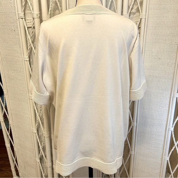 Pendleton Jackie Sweater Cream Short Sleeve Silk Blend Keyhole Plus size 2X - Picture 8 of 16